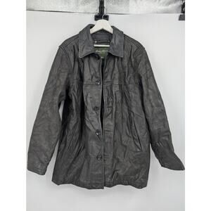 Eddie Bauer Buffalo Leather Jacket Men's Large Vintage Quilted Lining Outer Wear